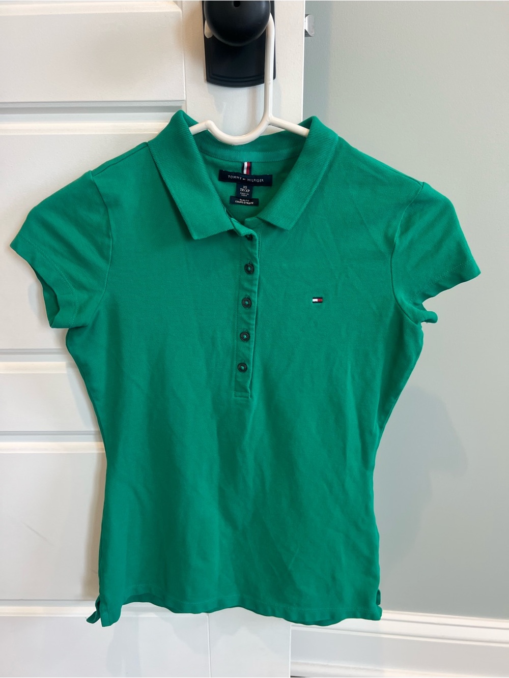 Tommy Hilfiger Women's Emerald Green Polo Shirt-Size XS